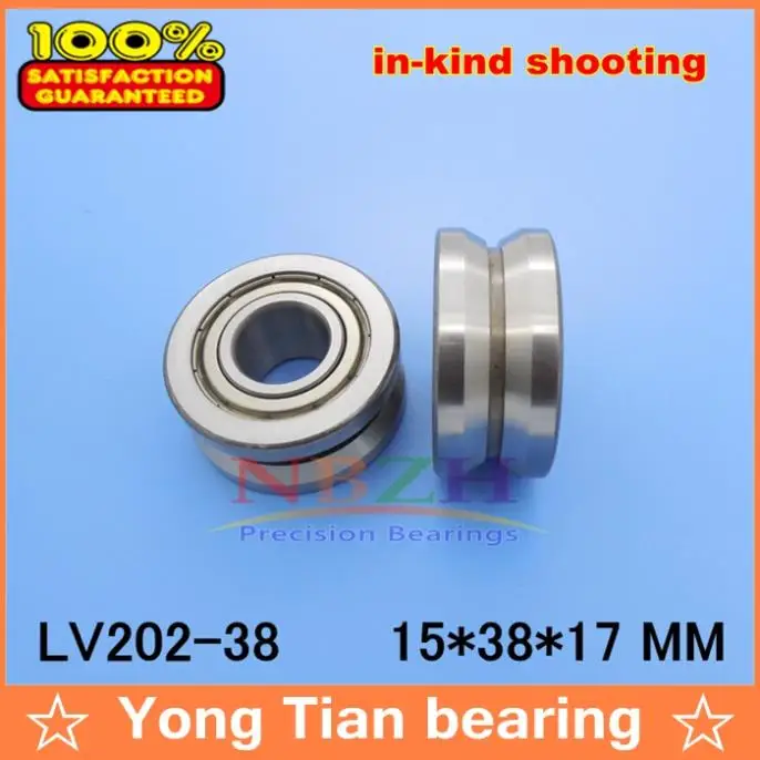 

High quality ABEC-5 EMQ V Groove Guide roller bearings LV202-38 ZZ V-38 15*38*17 (Precision double row balls) LV202-38-2RS