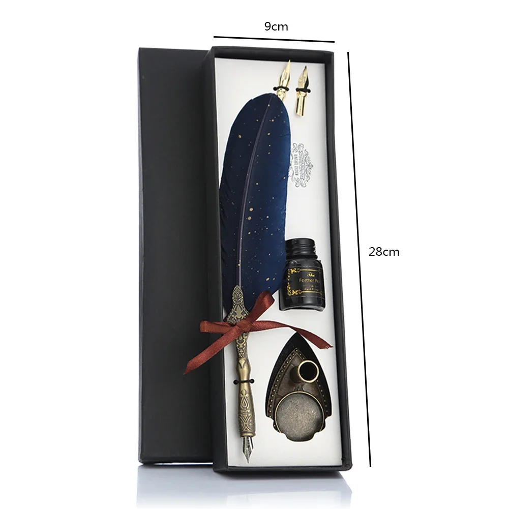 قلم تراجع ريش الخط الرجعية مع 2 بنك الاستثمار القومي مجموعة نافورة الريشة الكتابة الإبداعية خمر القرطاسية الكلاسيكية الملمس هدية مربع #6