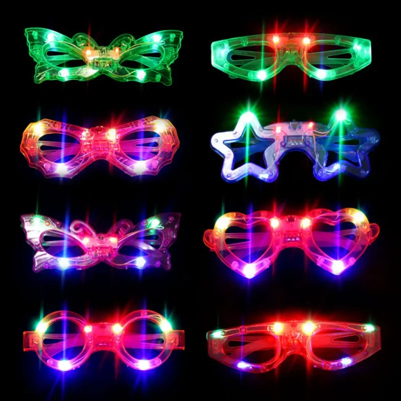 

24pcs Kids Adult LED Light Up Glasses Glow Party Supplies Flashing Plastic Toys Bulk Birthday Eve Concert Wedding Festival