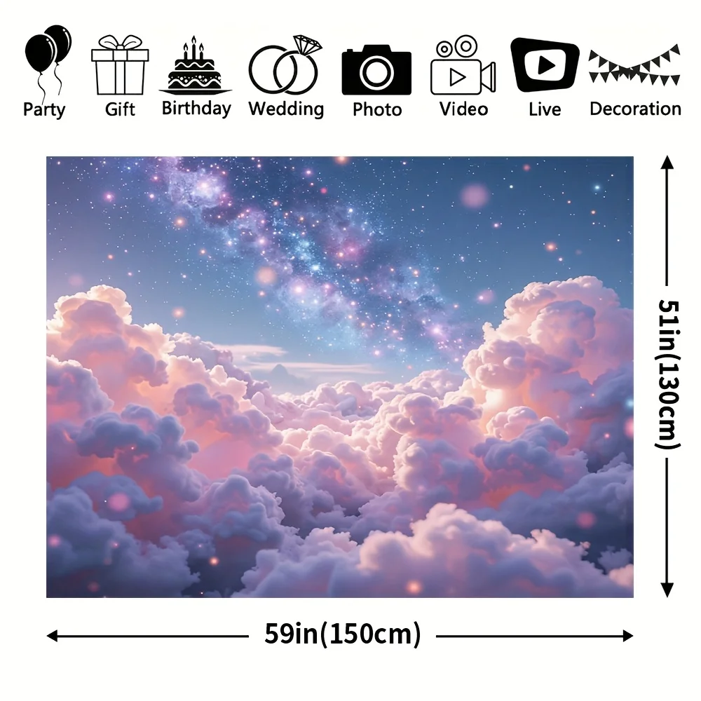 Aesthetic Galaxy Tapestry Wall Hanging Stars Nebula Cosmic Cloud Print Boho Chic Room Decor Backdrop for Bedroom Living Room Par