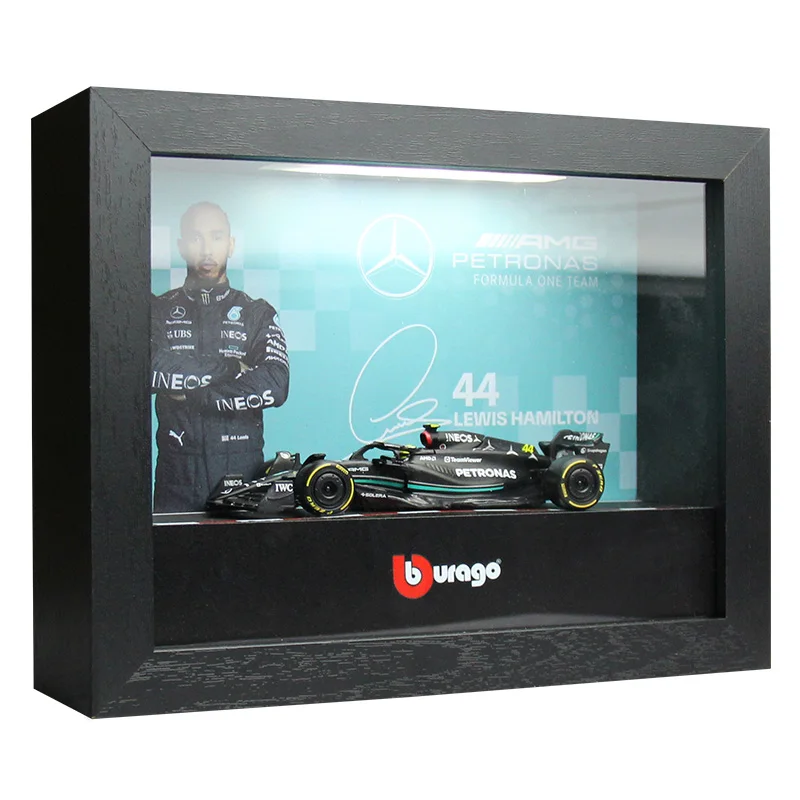 Bburago 1:43 F1 Mercedes-AMG W14 #44 Formula Model Car Lewis Hamilton Picture Frame Version With LED Light Collection Gifts