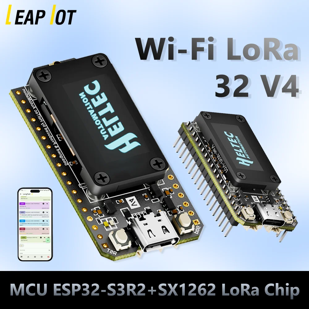 

New WiFi LoRa 32 V4 Heltec ESP32+SX1262 Chip Meshtastic GPS Development Board 28±1dBm 0.96-inch OLED Display Mesh Network BLE