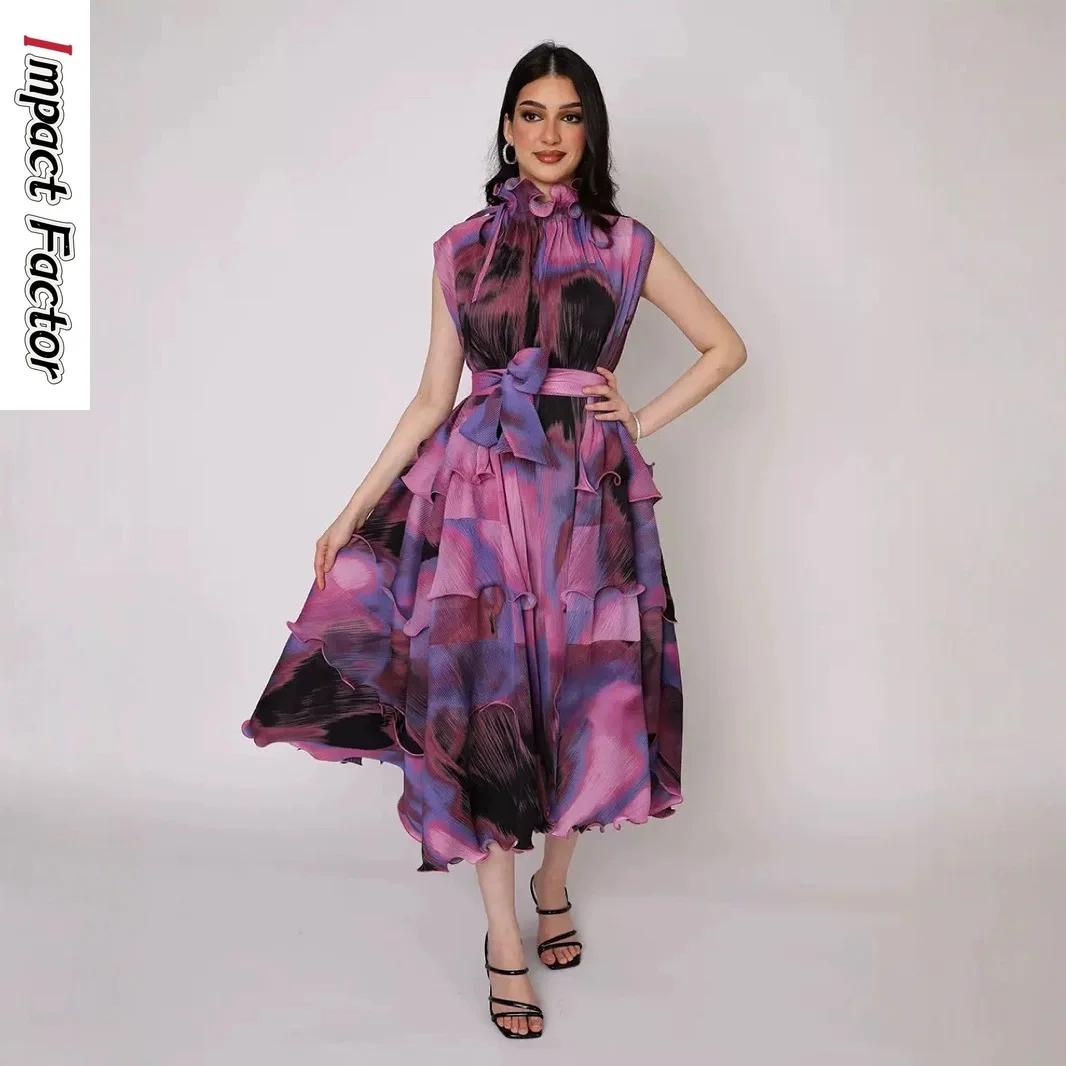 

2025 Women's Chic Evening Dresses Plus Size Clothing Prom Party Gowns Elegant And Beautiful Purple Pleated Beach Dress Female