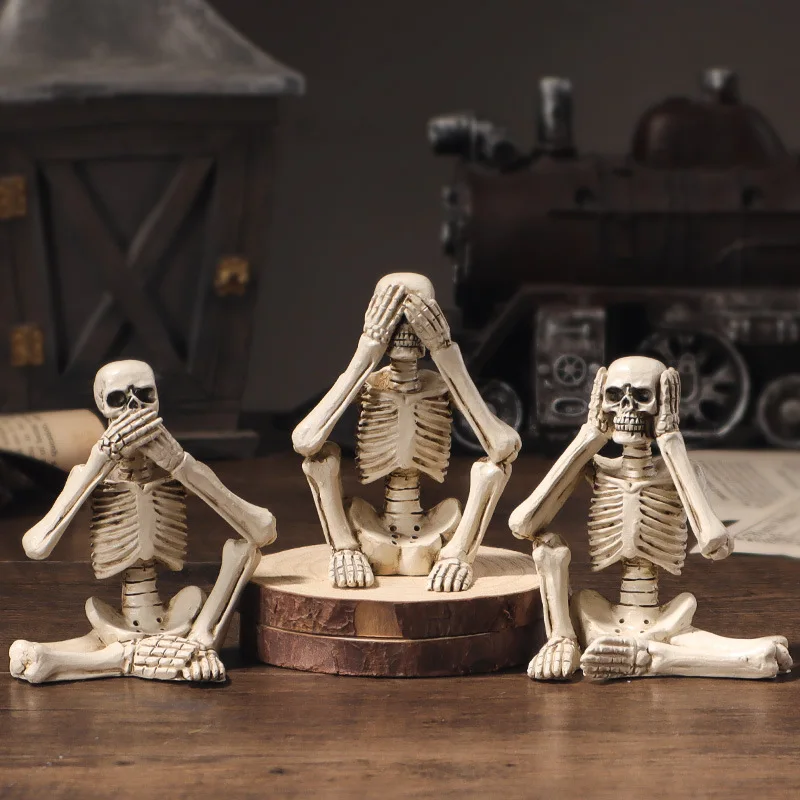 

Halloween Gift skeleton statue decorations, resin horror Skull Spooky figurine, scary ornaments for home Bar kitchen garden yard
