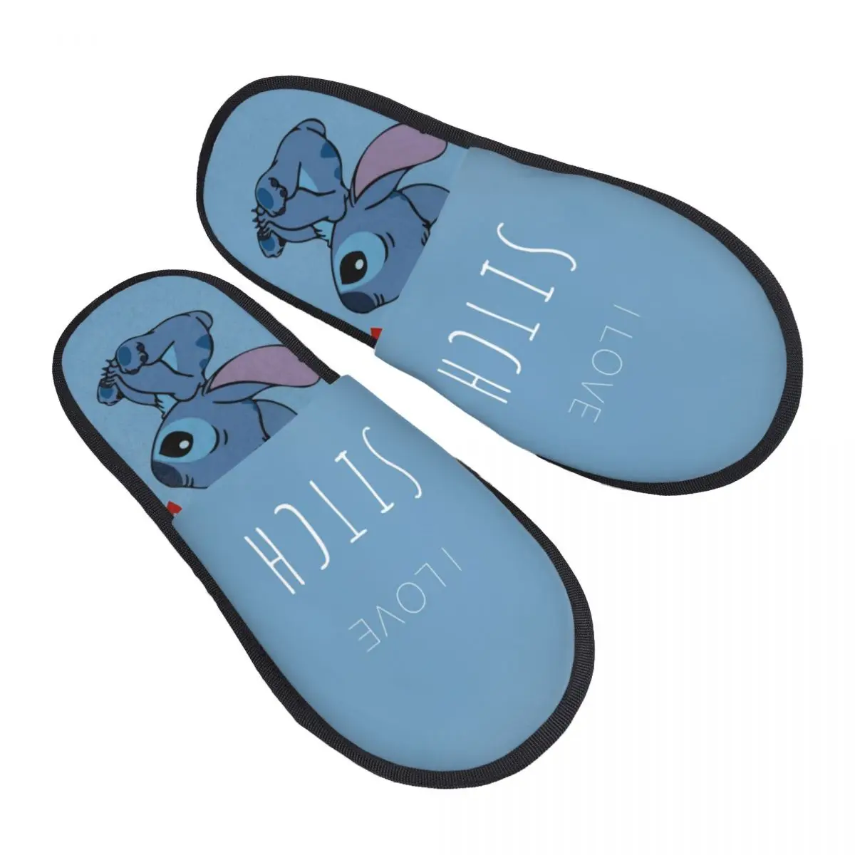 Custom I Love Stitch Memory Foam Slippers Women Cozy Warm House Slippers