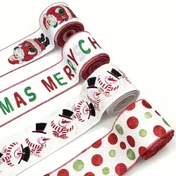 1 Pc 5 Yards Christmas Ribbons Red Green Dot Wired Edge Ribbon Merry Christmas Burlap Ribbons Crafts Ribbons for Christmas Bow