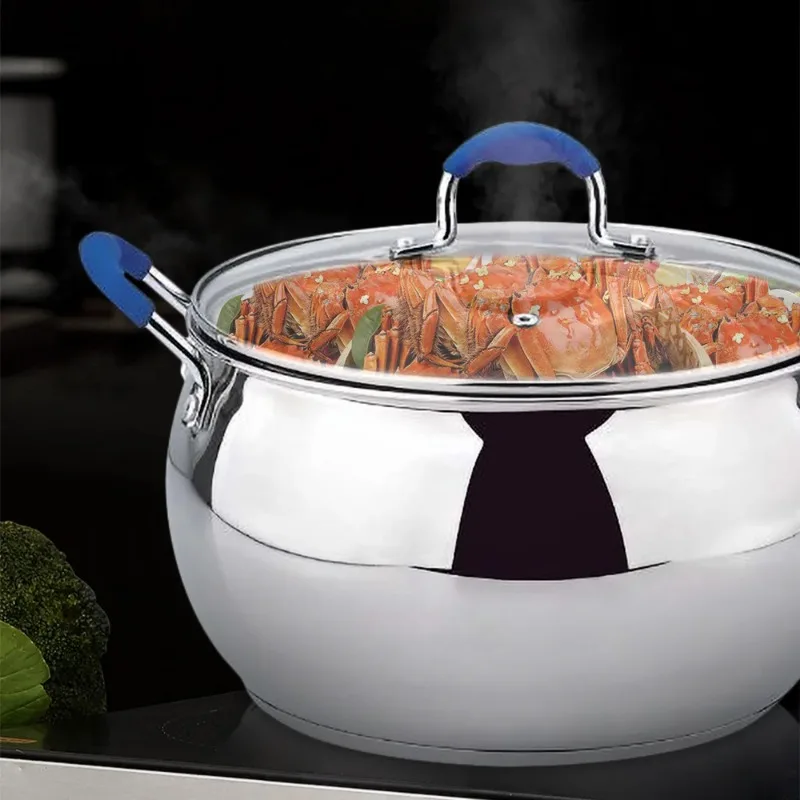 16Cm 18cm 20cm 22cm 24cm high quality kitchen belly shaped soup pot cooking soup pot stainless steel soup pot production
