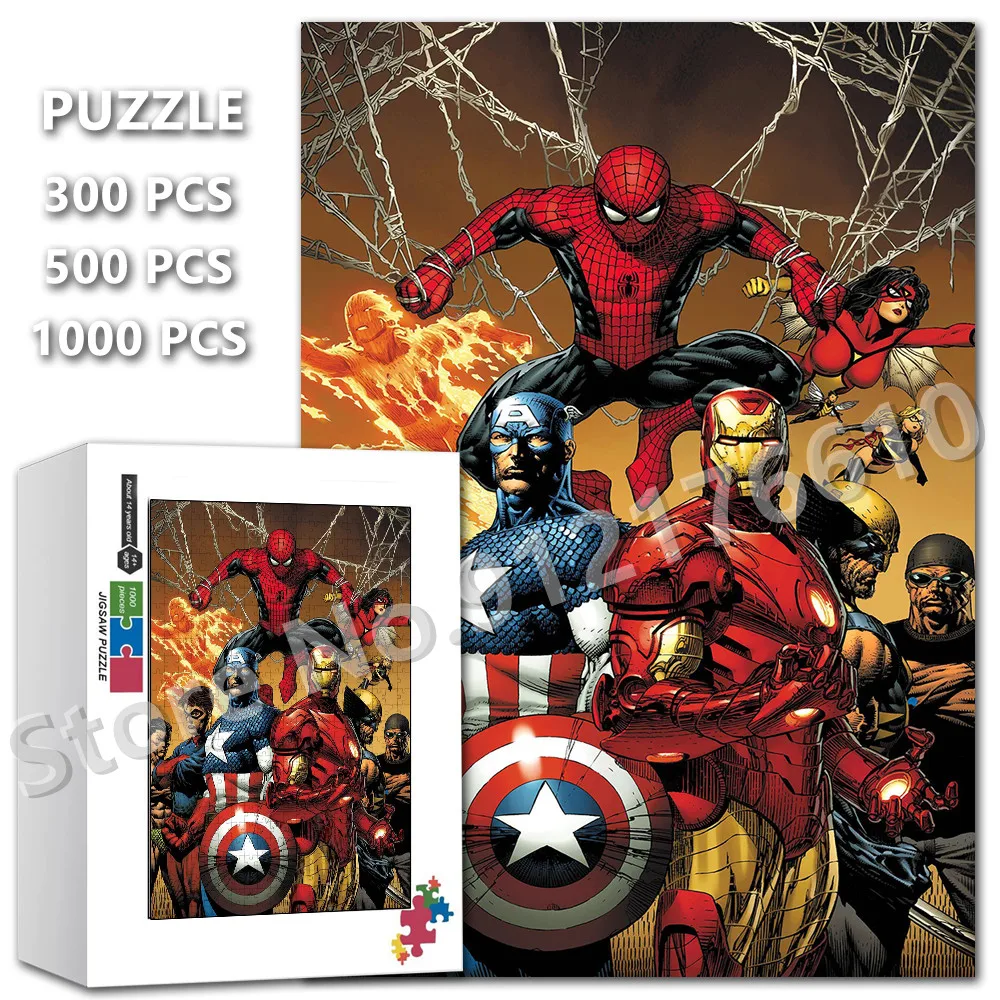 

108/200/300/500/1000 Pieces Jigsaw Puzzle Disney Avengers Superhero Iron Man Captain America Puzzle Diy Intellectual Toys