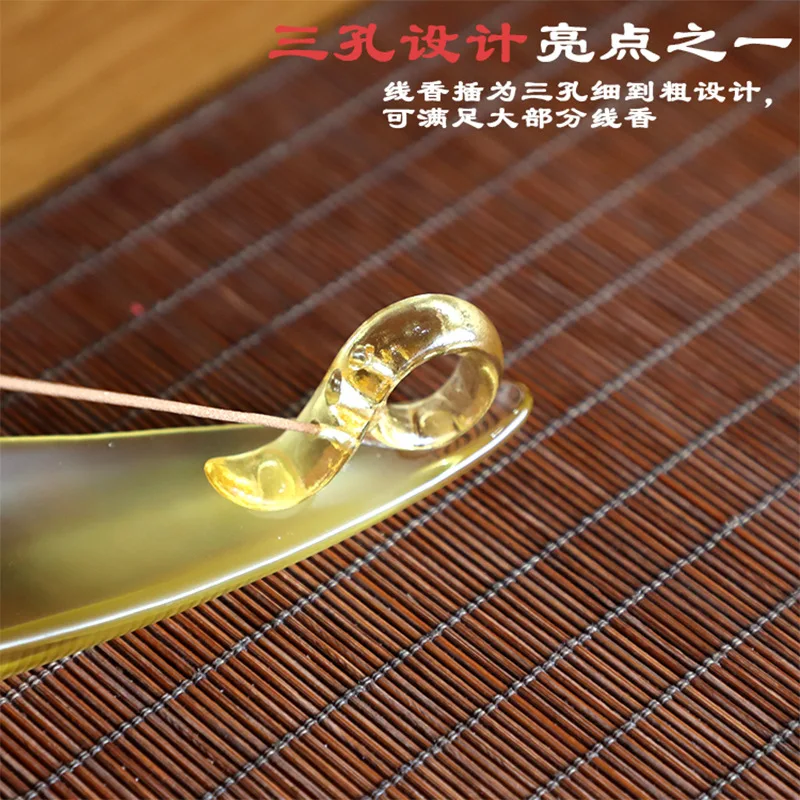 Traditional Glazed Creative Holder One Leaf Boat Zen Ornament Tray Stand Incense Burner Tea Ceremony Orn