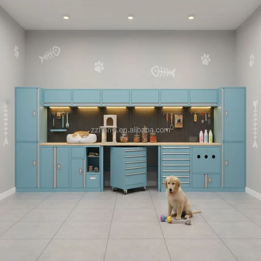 Macaron Pet Tool Cabinet, Grooming Storage System, Home Pet Furniture Organizer, Stylish and Functional