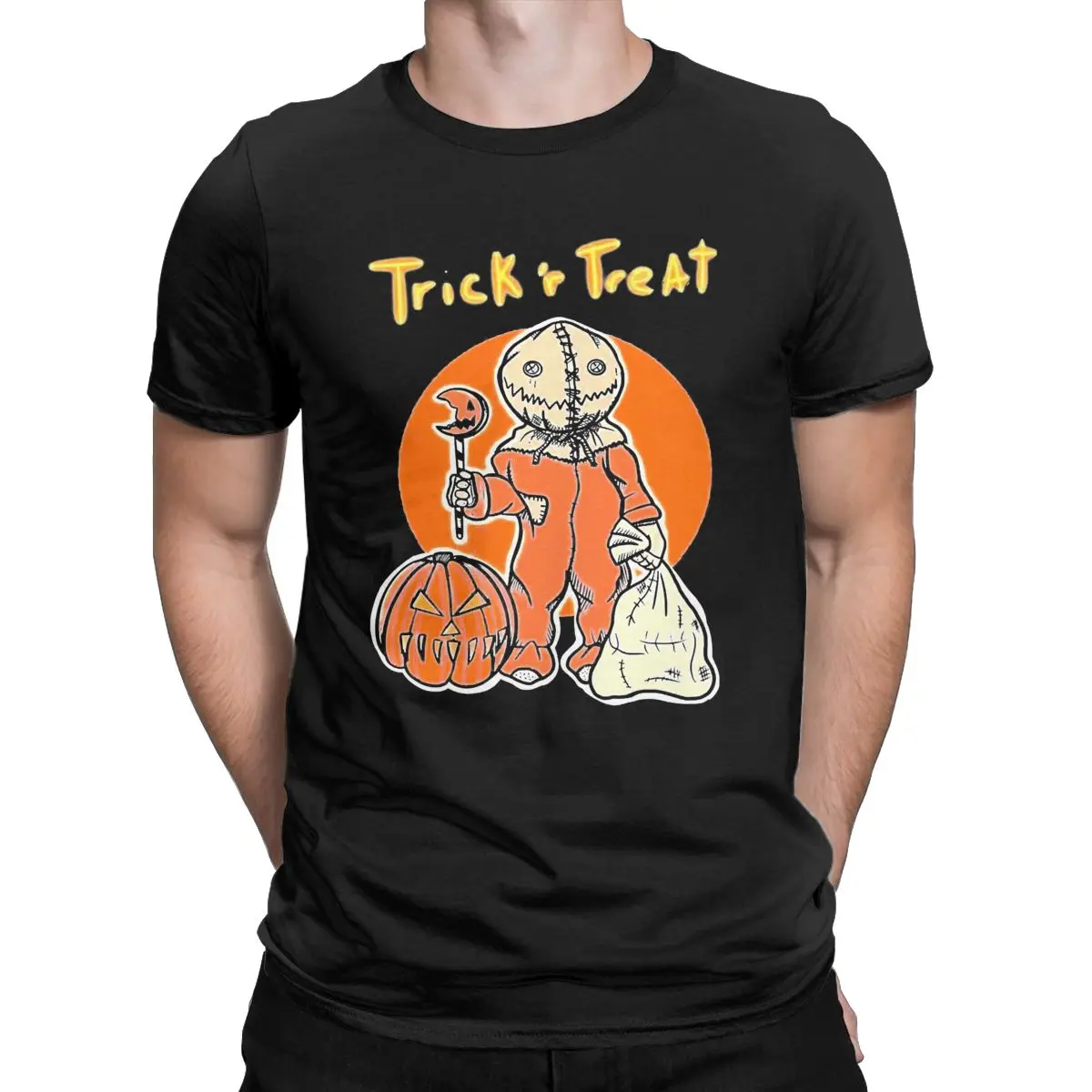 Trick R Treat Sam for Men Women Casual T Shirts Halloween Pumpkin Amazing Tops Male Summer Short Sleeve Tee Ropa Hombre