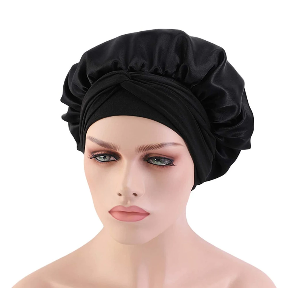 Neue Unsichtbare Flache Imitierte Seiden-Satin Schlafhaube für Damen mit Verstellbarem Knopf, Nachtpflege-Haube, Mütze, Kopfbedeckung – Detail 6