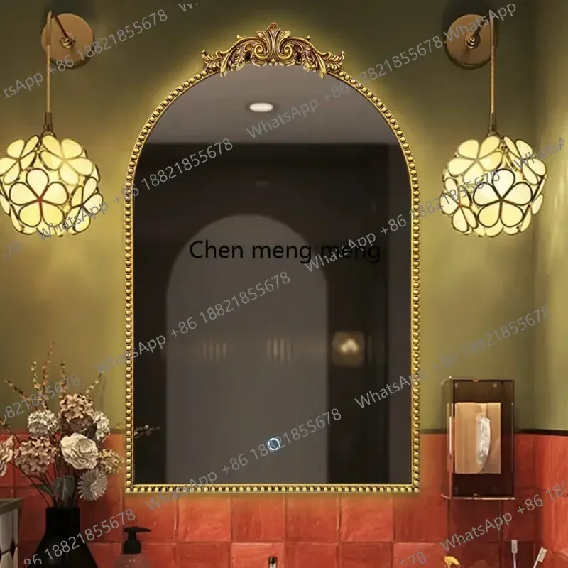 dd182dd182DD182French vintage engraved American arched bathroom mirror toilet, makeup mirror