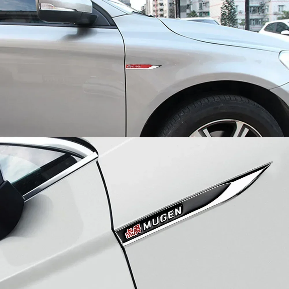 2pcs x Metal Mugen Logo Side Fender Emblem Badge Car Body Sticker Decal for Honda Civic City Jazz Accord Crv Fit Insight