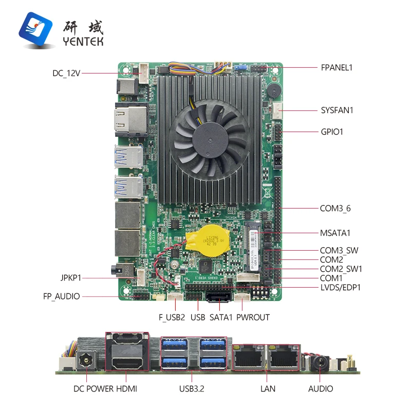 اللوحة الأم مع معالج Intel N305 DDR4 MSATA Win10 Win11 Linux HD LVDS 2 I226V Gigabit LAN 6 RS232 COM 3.5 بوصة اللوحة الأم