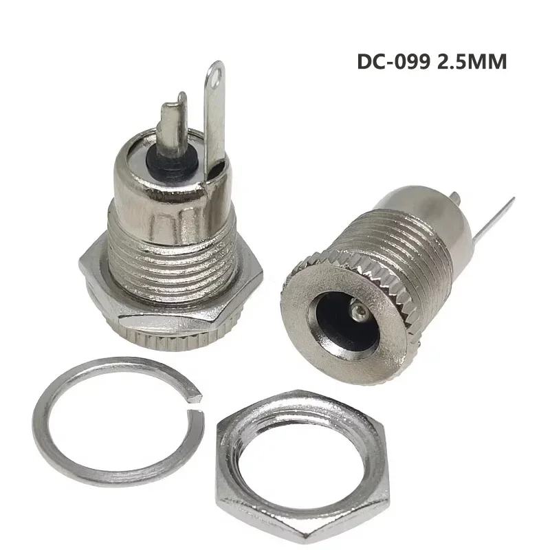 10/50PCS DC099 DC Power Jack Socket 5.5*2.1 Female 11MM Panel Mount Connector 5.5*2.5mm Metal  DC-099