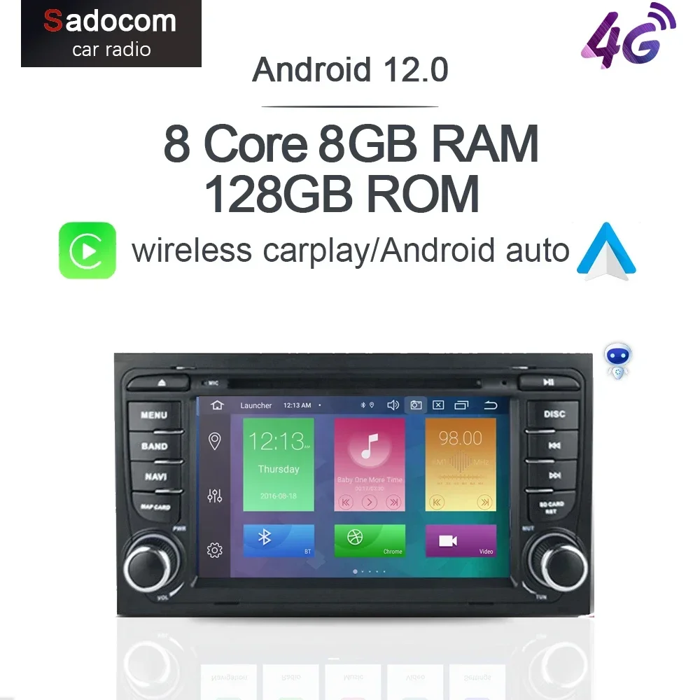 

Carplay DSP IPS Android 12,0 8-ядерный 8G + 128G автомобильный DVD-плеер GPS карта RDS радио Bluetooth 5,0 Wifi для AUDI A4 SEAT EXEO 2009-2012