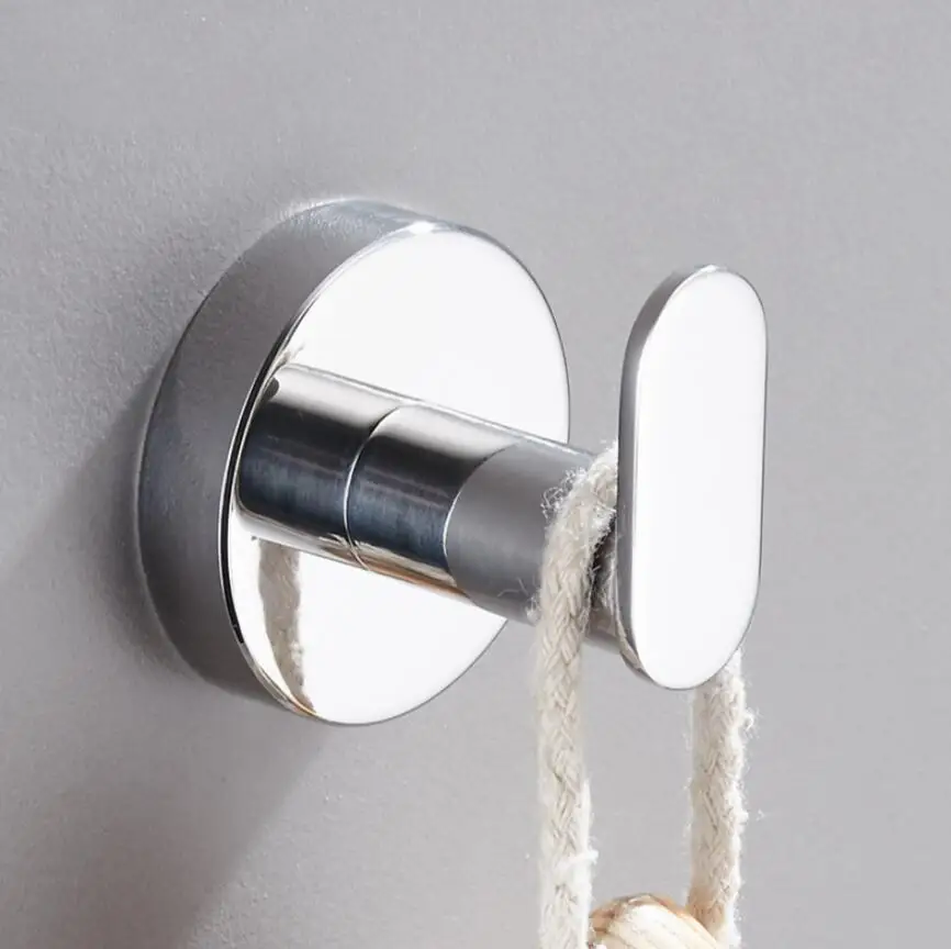 304 Stainless Steel Glossy Wall Hook, No-Drill Bathroom Coat Hanger for Shower and Toilet