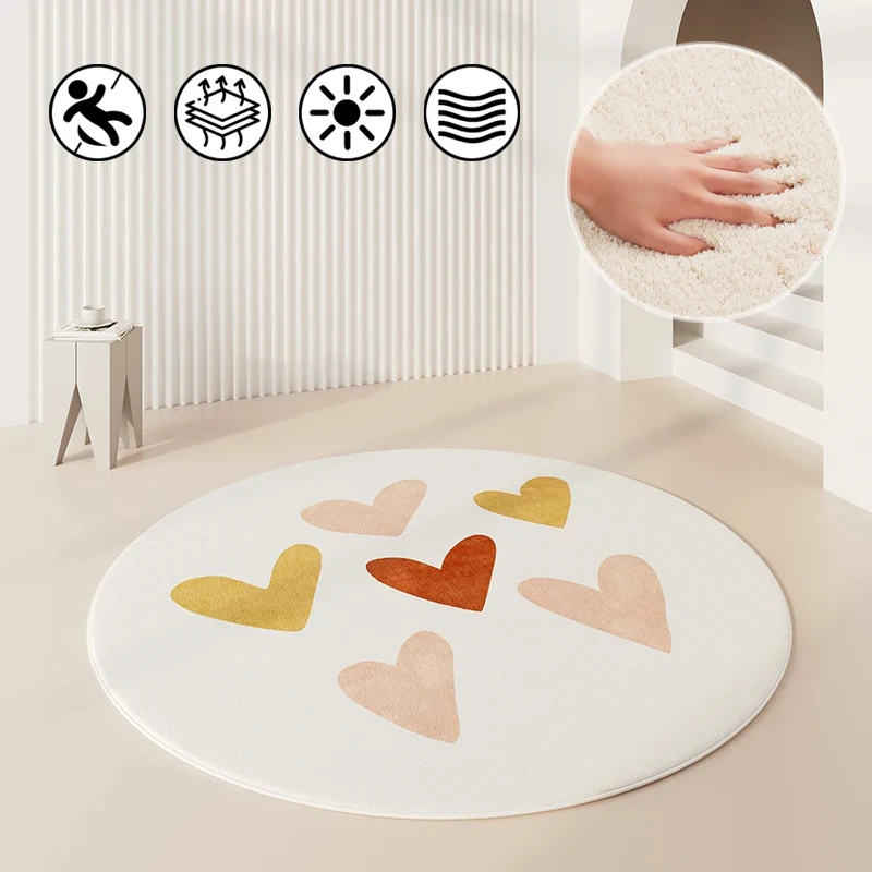 

Nordic Modern Style Cute Round Carpets for Living Room Bedroom Home Decor Plush Thickened Rug Large Area Floor Non-slip Soft Mat