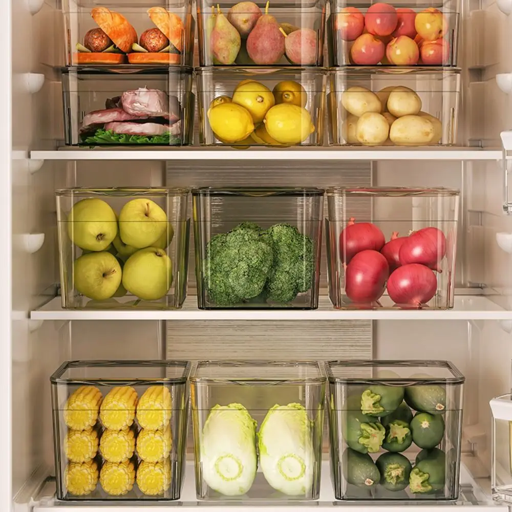 

Multifunctional Refrigerator Storage Box Transparent Fresh Preservation Fridge Organizer Rack Food Classification Shelf Durable