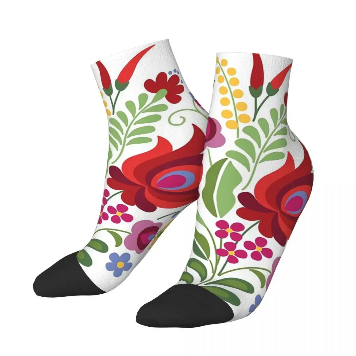 Hungarian Folk Design Red Peppers Socks Harajuku Sweat Absorbing Stockings All Season Socks Accessories for Man's Woman's