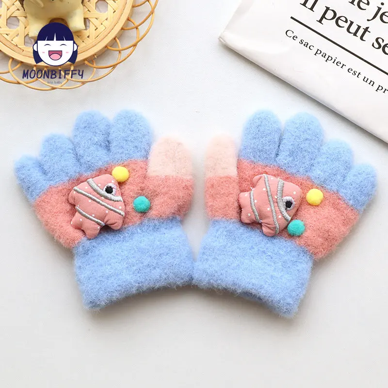 1-3 Years Winter Baby Knitted Gloves Warm Full Finger Mittens Gloves for Children Toddler Kids Winter Gloves Infant Mittens