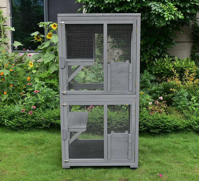 Cat House Outdoor Catio Cat Enclosures on Wheels Kitty House with Upgraded Resting Box,Waterproof Roof