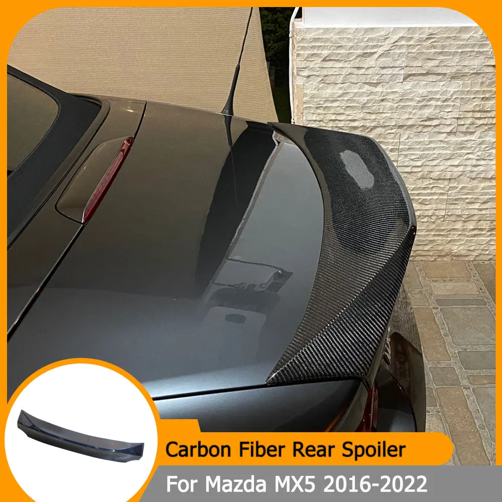 Car Rear Trunk Spoiler Boot Wing Spoiler For Mazda MX5 Miata ND 2016-2022 PU Black/Carbon Rear Spoiler Rear Trunk Cover Splitter