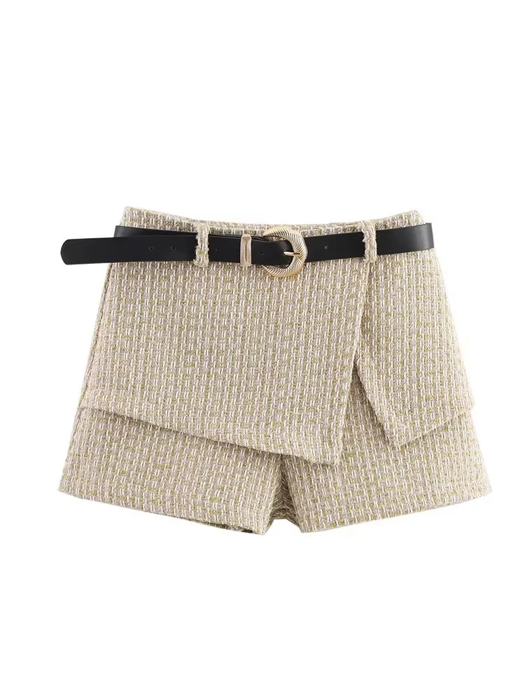 Conjuntos elegantes de textura para mujer, nueva moda 2025 con cinturón, minifaldas, conjuntos de pantalones cortos, chaleco corto, Top, conjuntos de 2 piezas, conjunto de traje para mujer ﻿