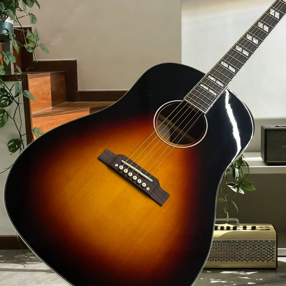 

Акустическая гитара J45 Sunset Solid Top Profile с глянцевым корпусом из ели и грифом из палисандра, изысканное исполнение, бесплатная доставка
