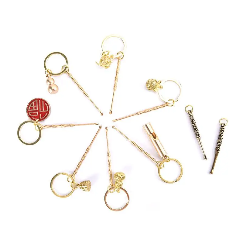 1pc Ear Spoons Retro Brass Portable Ear Cleaning Tool Ear Pick Ear Wax Remover Curette Cleaner EarPick Keychain Pendants
