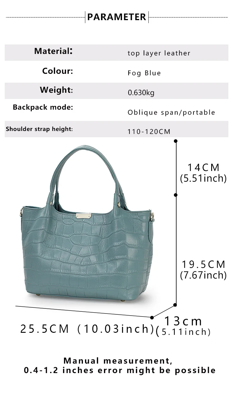 Krokodilmuster Echtleder Damen-Korbtasche, Handtasche aus Oberleder, Neue Modische Damenhandtasche & Umhängetasche 2026 – Detail 3