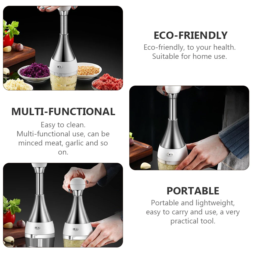 

1pc Stainless Steel Garlic Mincer Food Press Cutter Mini Ginger Chopper Kitchen Tool Portable Vegetable Processor Easy Clean
