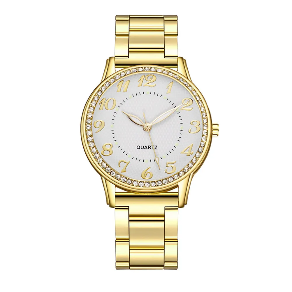 Women's Luminous Quartz Watch with Diamond Accents, Stainless Steel Band, Elegant Fashion Wristwatch