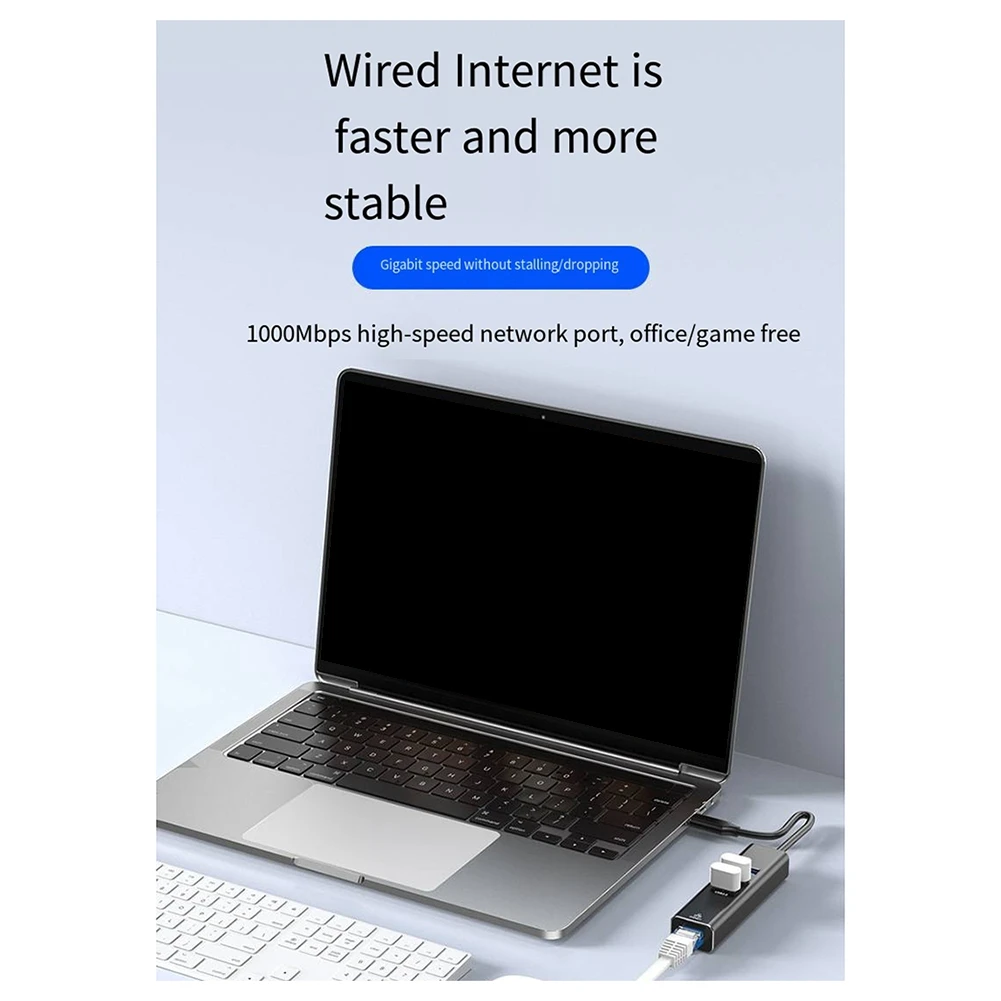 NEW Driver-Free Type-C To 3.0HUB Gigabit Network Hub Mobile Phone Tablet Notebook Desktop To RJ45 Wired Network