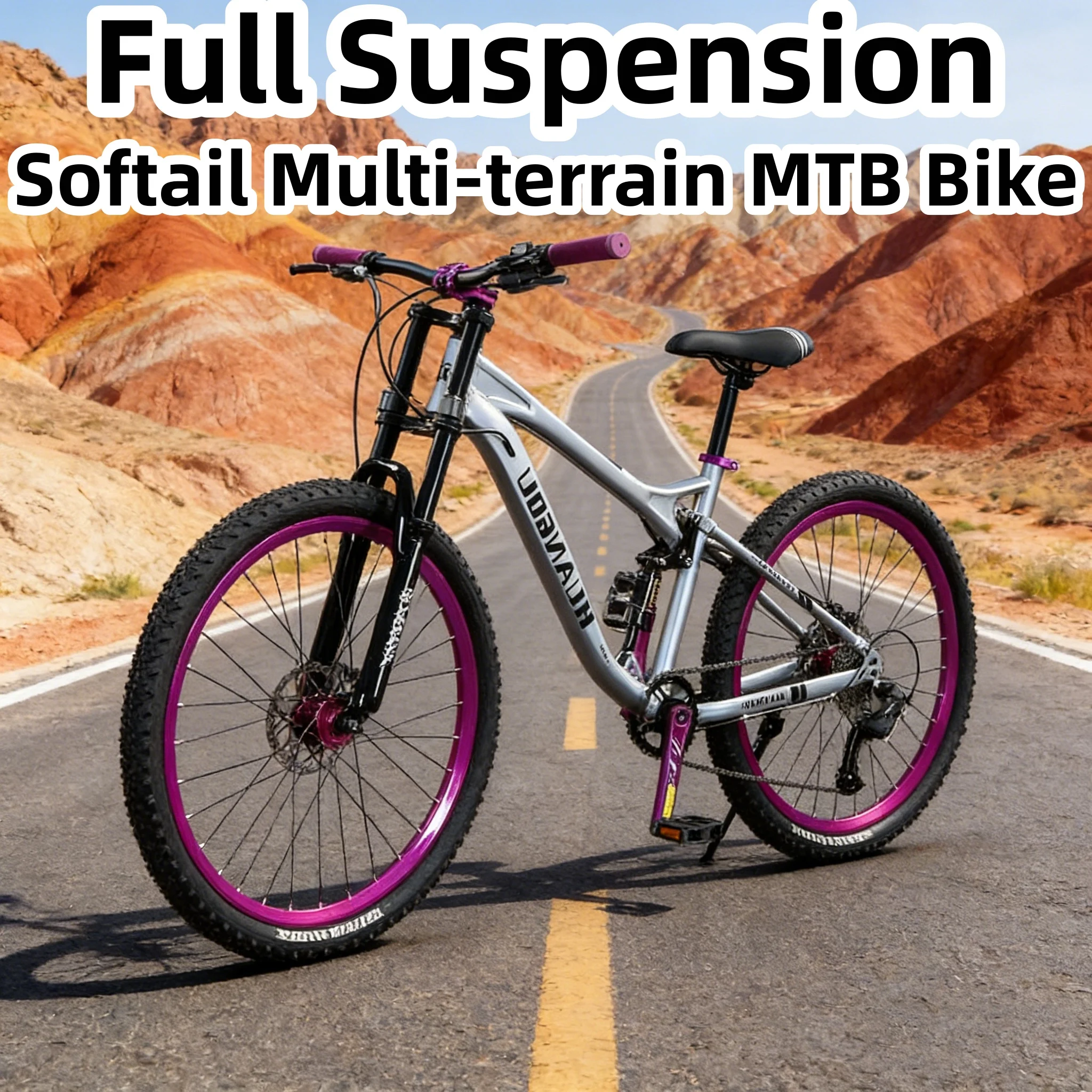 

Softail Multi-terrain Off-road Mountain Bicycle Full Suspension Lockable Front Fork MTB Bike Hydraulic Disc Brake Variable Speed