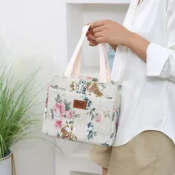 Borsa da pranzo con stampa floreale estetica, borsa da pranzo isolata di grande capacità, borsa termica termica per scuola, lavoro, viaggi e Picnic