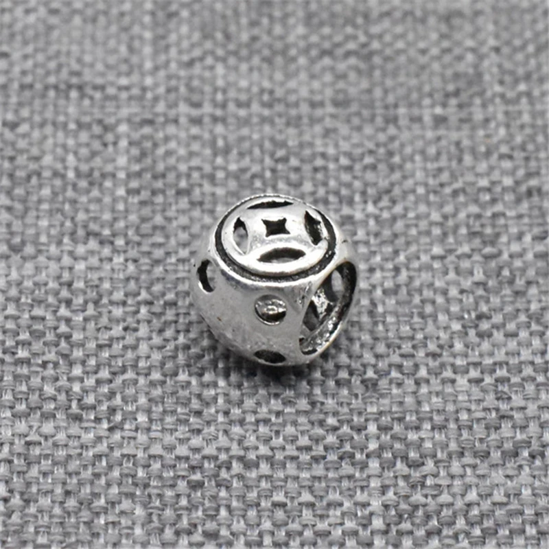 5 Pieces 925 Sterling Silver Small Coin Beads Double Sided for Bracelet and Necklace Making