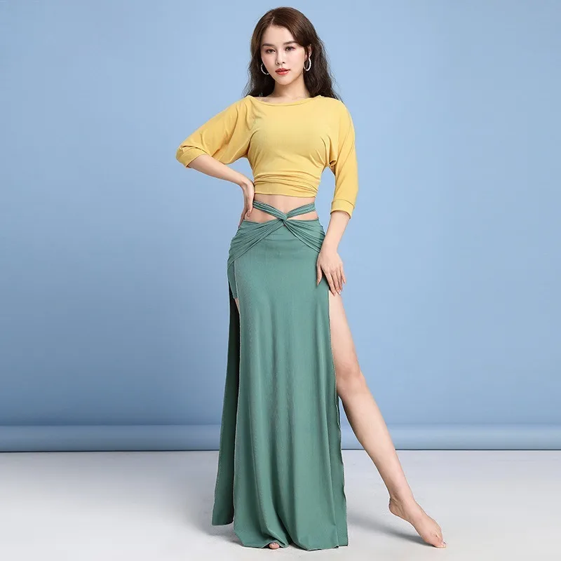 Women Sexy Belly Dance Costume Top Skirt Girl Oriental Dance Clothing Practice Training Suit Stage Performance Two-Piece