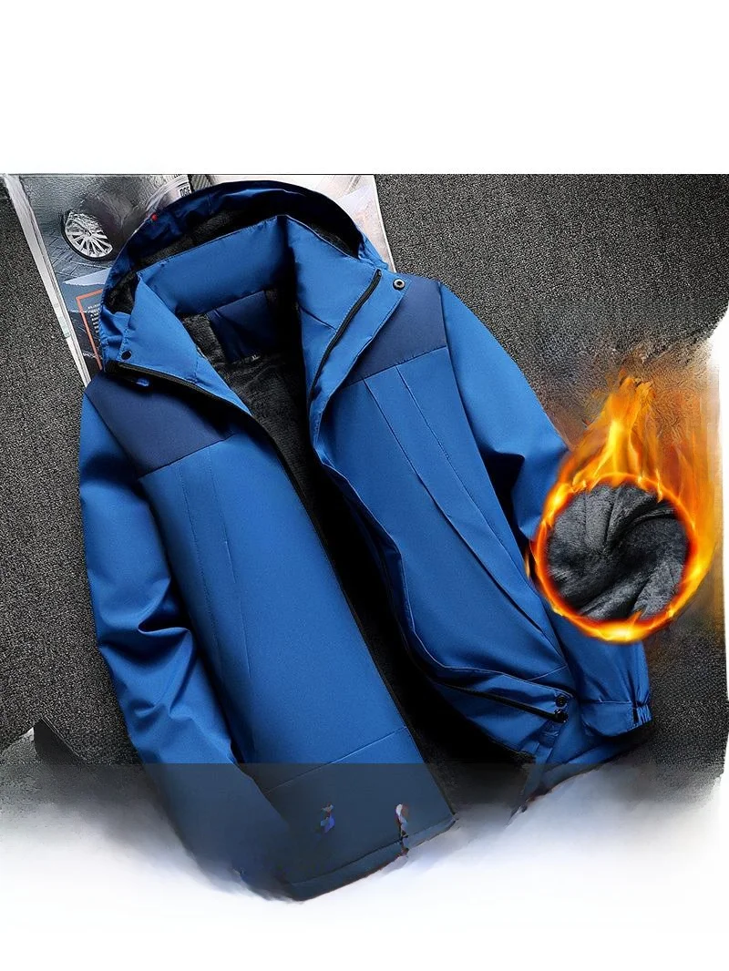 

Polaris Winter Men's Thiened Fce Lined Windproof Outdoor Jaet Loose Fit Warm Cotton Workwear Durable Busin Coat