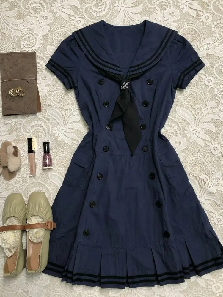 Japanische Kleider Matrosenanzug Y2k 2000er Slim Kurzarm Goth Punk Sommer Damenkleidung Kleid Harajuku High Street Hot Girl Emo