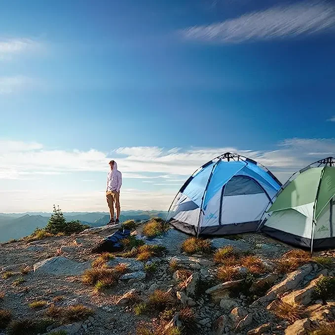 

A 4 People Waterproof & Windproof Family Tents for Camping Removable Rainfly Ventilated Instant Pop up Camping Tent