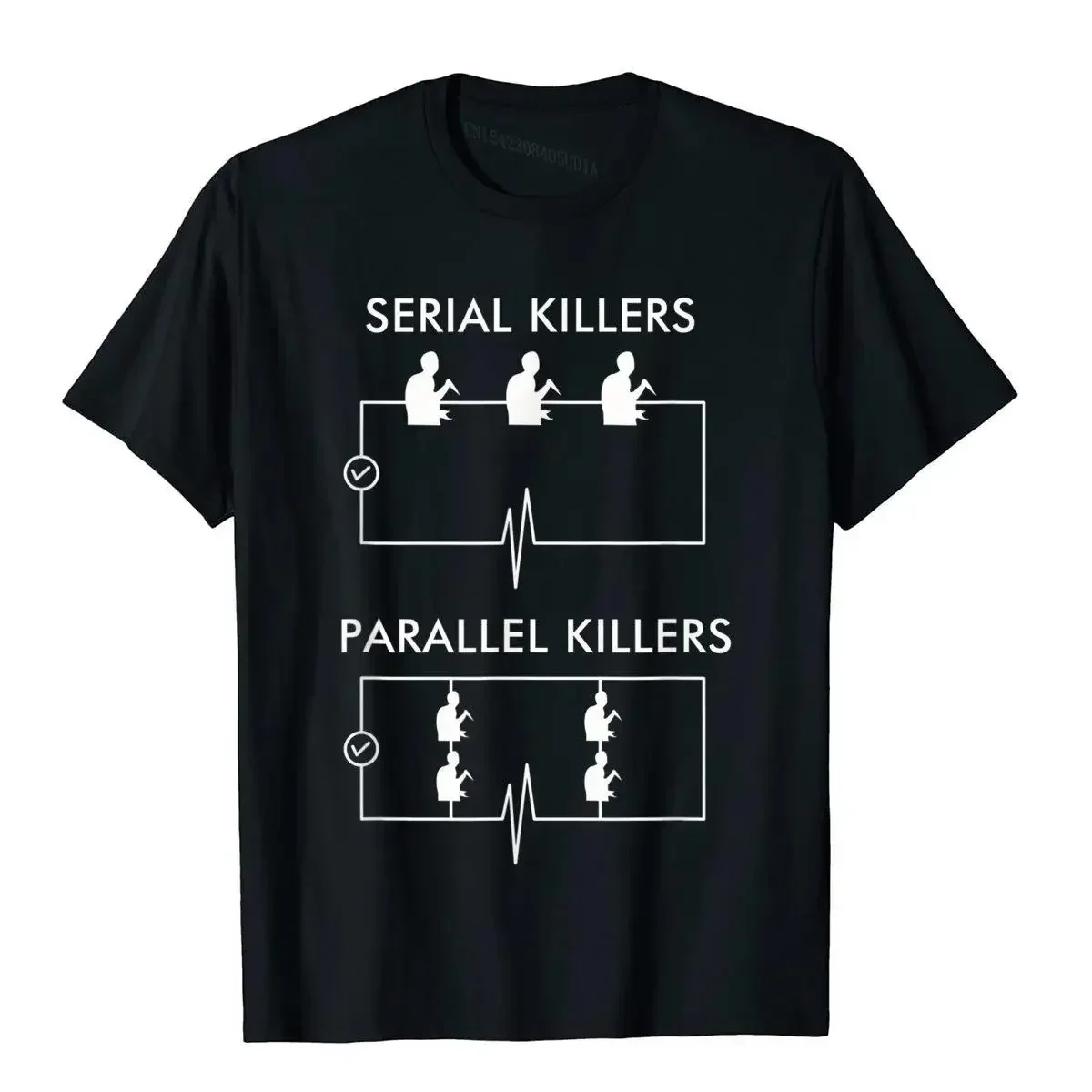 Serial Killers Parallel  Man tops Electrician Funny Round Collar Cheap manJapan Geek Boy New Arrival Informal fashion Cartoon