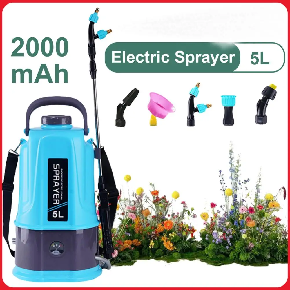 5L Electric Sprayer with 5 Mist Nozzles Garden Sprayer with Adjustable Shoulder Strap Plant Sprayer for Yard Lawn and Garden