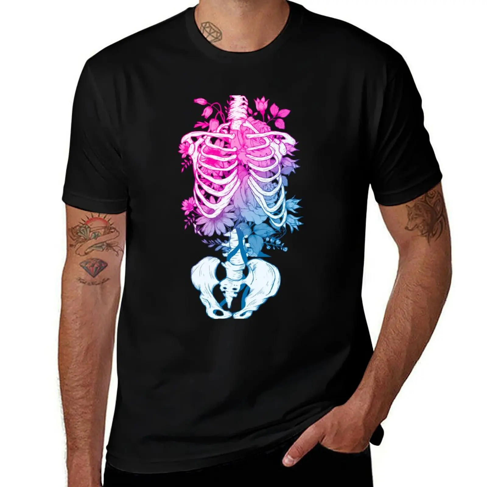 

Gothic Flower and Bones T-Shirt mens graphic t shirts man t shirt designer T-Shirt