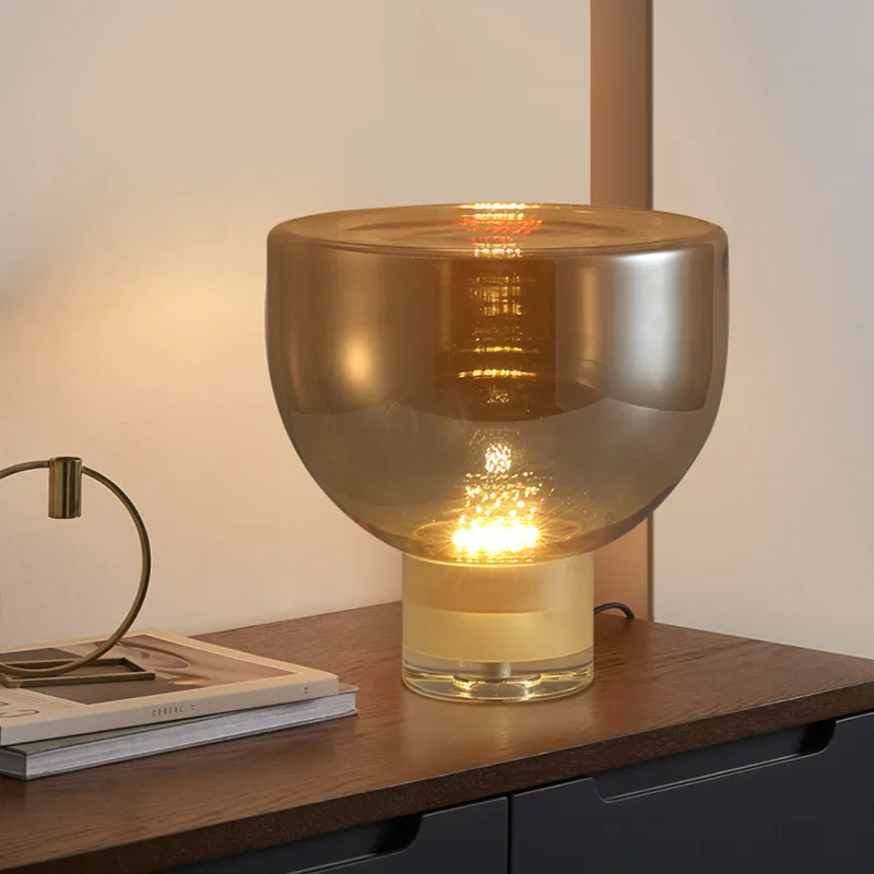 북유럽 스타일, 창의적인, 침실용, 탁상용 램프, 거실, 깔때기, 유리, 크리스탈, 책상 램프