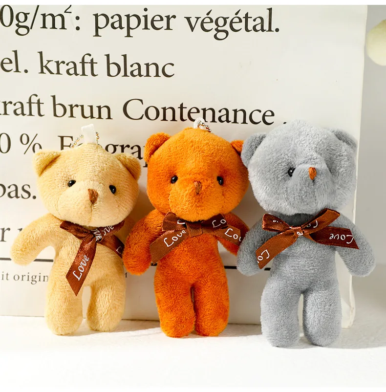 1pc Plush Bear Keychain Soft Stuffed Toys Cute Mini Teddy Bear Plush Doll For Girl Bag Pendant Key Ring Wedding Party Decoration