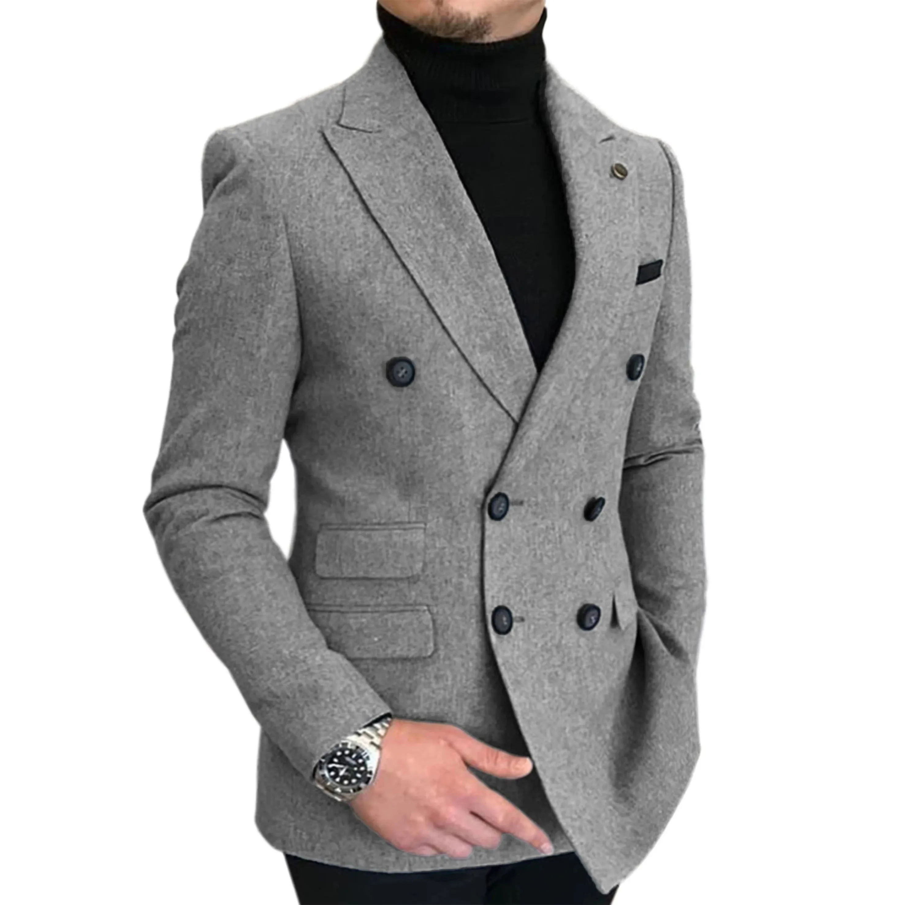 جديد نسيج الصوف الذكور السترة سليم صالح أنيقة الرجال الدعاوى الأعمال الترفيه رجل زي عالية الجودة الفاخرة سترة الزفاف الشتاء #1