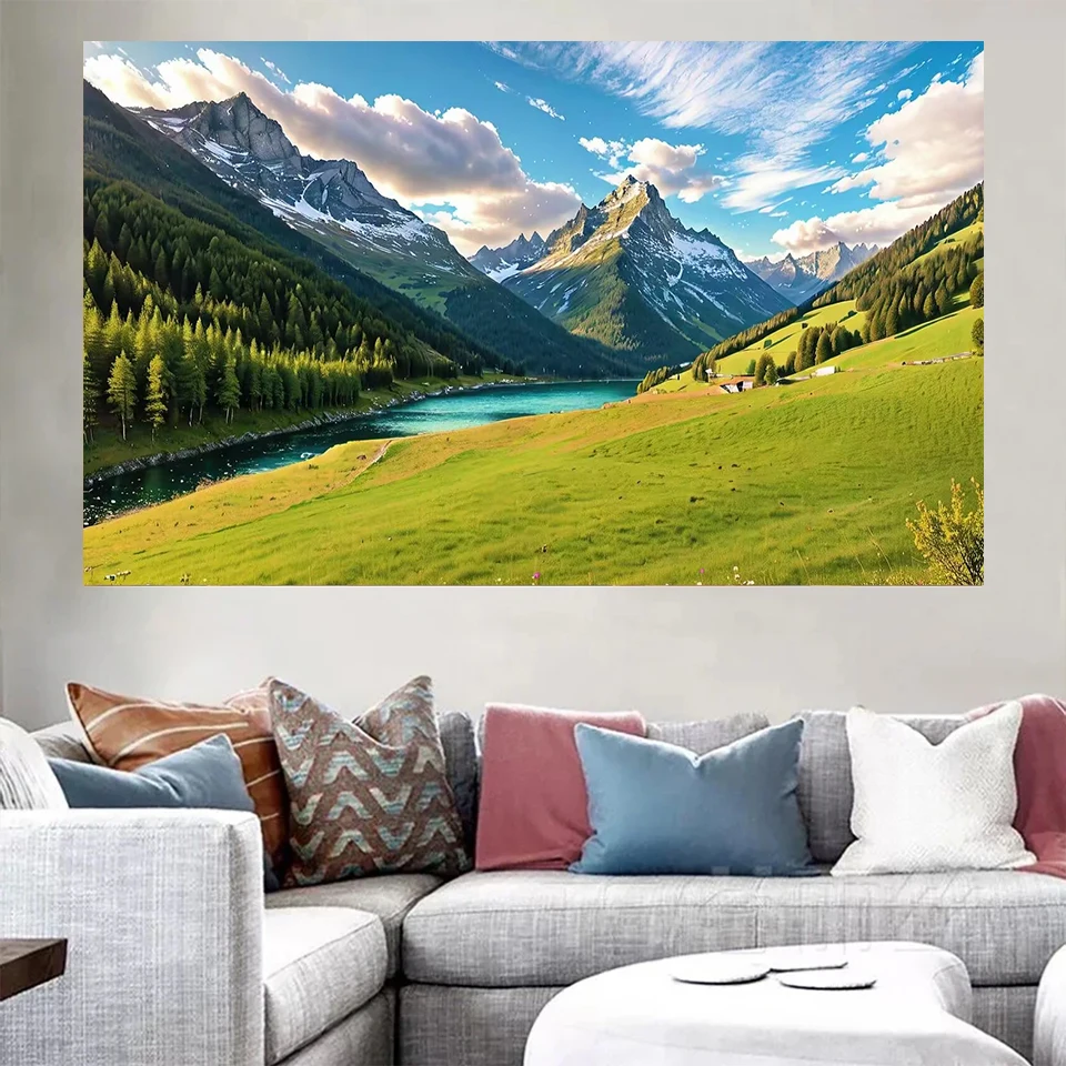 Natural Scenery Diamond Painting Mountain Lake New Diy Diamond Painting Full Mosaic Embroidery Spring Landscape Trees Picture