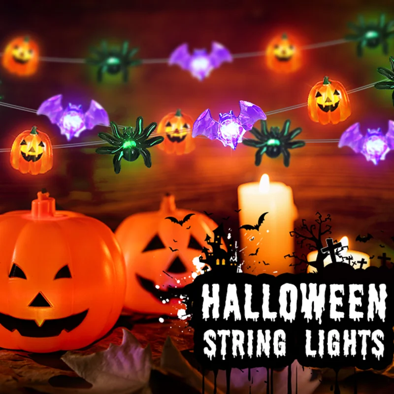 1 قطعة 20/30 LED هالوين اليقطين العنكبوت الخفافيش سلسلة ضوء غرفة معلقة الأسلاك النحاسية Faiy مصباح للمنزل المشهد حفلة هالوين ديكور
